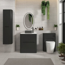 Royal Bathrooms Venice 700mm Matt Nocturne Black Freestanding Bathroom Countertop Vanity Unit 2 Drawer With Art Square Basin - thumbnail 4