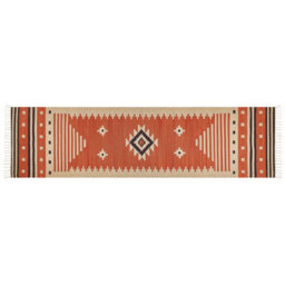 Beliani Rug Gavar Orange 80 X 300 Cm Cotton Kilim - thumbnail 4