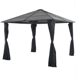 Berkfield Classic Gazebo With Curtain Aluminium 3X3 M Black - thumbnail 2