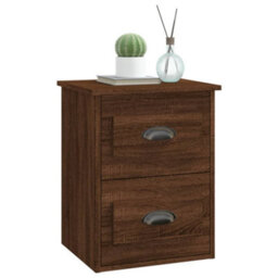 Berkfield Wall-Mounted Bedside Cabinet Brown Oak 41.5X36X53Cm - thumbnail 4