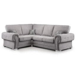 Furnishings For Less UK Milan 4 Seater L Shaped Corner Sofa Full Back Chesterfield Arms Grey Left Hand Facing - thumbnail 1