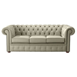 Chesterfield 3 Seater Shelly Ash Leather Sofa Bespoke In Classic Style - thumbnail 1