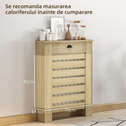 Homcom Radiator Cover With Drawer, Horizontal Slat Grill, 78Cm, Oak Effect - thumbnail 7