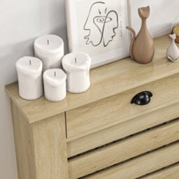 Homcom Radiator Cover With Drawer, Horizontal Slat Grill, 78Cm, Oak Effect - thumbnail 9