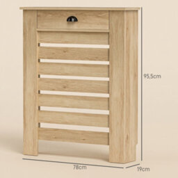 Homcom Radiator Cover With Drawer, Horizontal Slat Grill, 78Cm, Oak Effect - thumbnail 3