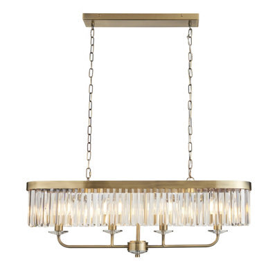 Luminosa Lighting Luminosa Ascoli Bar Pendant Ceiling Light Antique Brass Plate & Clear Cut Glass 4 X 6W Led E14 - image 1