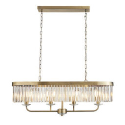 Luminosa Lighting Luminosa Ascoli Bar Pendant Ceiling Light Antique Brass Plate & Clear Cut Glass 4 X 6W Led E14 - thumbnail 1