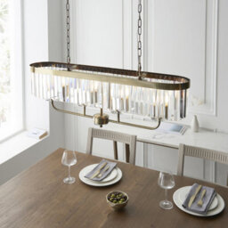 Luminosa Lighting Luminosa Ascoli Bar Pendant Ceiling Light Antique Brass Plate & Clear Cut Glass 4 X 6W Led E14 - thumbnail 4