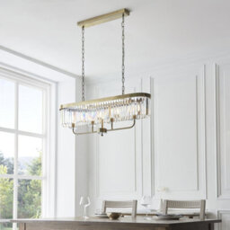 Luminosa Lighting Luminosa Ascoli Bar Pendant Ceiling Light Antique Brass Plate & Clear Cut Glass 4 X 6W Led E14 - thumbnail 3