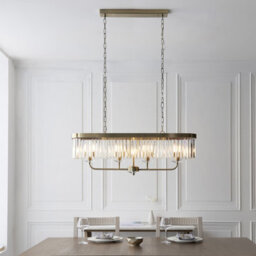 Luminosa Lighting Luminosa Ascoli Bar Pendant Ceiling Light Antique Brass Plate & Clear Cut Glass 4 X 6W Led E14 - thumbnail 2