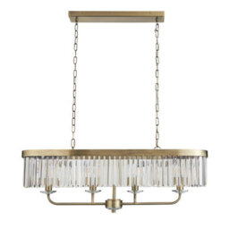 Luminosa Lighting Luminosa Ascoli Bar Pendant Ceiling Light Antique Brass Plate & Clear Cut Glass 4 X 6W Led E14 - thumbnail 7
