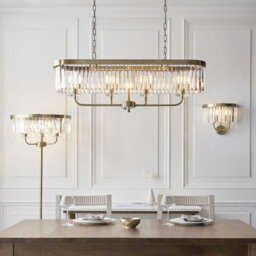 Luminosa Lighting Luminosa Ascoli Bar Pendant Ceiling Light Antique Brass Plate & Clear Cut Glass 4 X 6W Led E14 - thumbnail 6