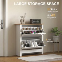 Wyld Haus Sakeno Slim High Gloss White Shoe Cabinet With 2 Flip Drawers For Up To 12 Pairs - thumbnail 4