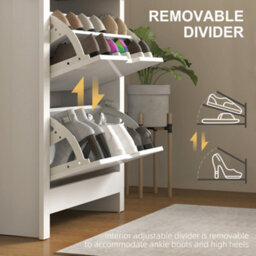 Wyld Haus Sakeno Slim High Gloss White Shoe Cabinet With 2 Flip Drawers For Up To 12 Pairs - thumbnail 6