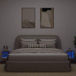 Berkfield Durable Tv Wall Cabinets With Led Lights 2 Pcs Old Wood 30X28.5X30 Cm - thumbnail 5