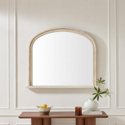 Furniturebox Uk Cecily Whitewash Wood Large 110X90 Overmantle Arch Mirror - thumbnail 2