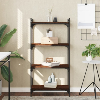 Berkfield Bookcase 4-Tier Brown Oak 60X30X120 Cm Engineered Wood - image 1