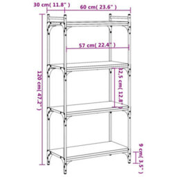 Berkfield Bookcase 4-Tier Brown Oak 60X30X120 Cm Engineered Wood - thumbnail 9