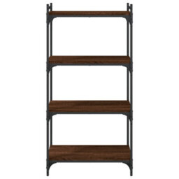 Berkfield Bookcase 4-Tier Brown Oak 60X30X120 Cm Engineered Wood - thumbnail 4