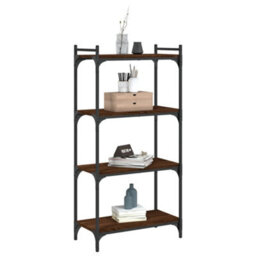 Berkfield Bookcase 4-Tier Brown Oak 60X30X120 Cm Engineered Wood - thumbnail 3