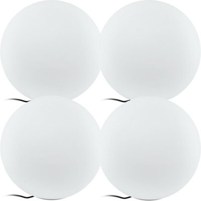Set Of 4 Ip65 Waterproof Outdoor Garden Globe Lights - Modern White Plastic Design - image 1