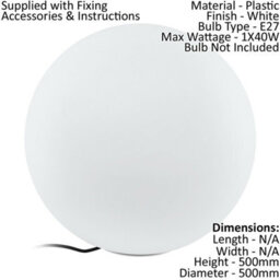 Set Of 4 Ip65 Waterproof Outdoor Garden Globe Lights - Modern White Plastic Design - thumbnail 2