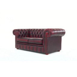 Chesterfield 2 Seater Antique Oxblood Red Leather Sofa Settee In Classic Style - thumbnail 5