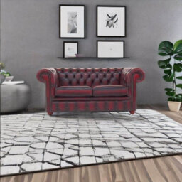 Chesterfield 2 Seater Antique Oxblood Red Leather Sofa Settee In Classic Style - thumbnail 4