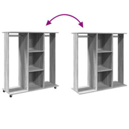 Vidaxl Wardrobe With Wheels Grey Sonoma 102X38X110 Cm Engineered Wood - thumbnail 7
