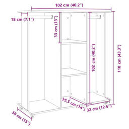 Vidaxl Wardrobe With Wheels Grey Sonoma 102X38X110 Cm Engineered Wood - thumbnail 3