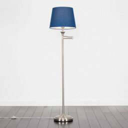 Valuelights Sinatra Adjustable Swing Arm Floor Lamp In Brushed Chrome Finish With Blue Tapered Light Shade With Led Gls Bulb - thumbnail 3
