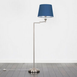 Valuelights Sinatra Adjustable Swing Arm Floor Lamp In Brushed Chrome Finish With Blue Tapered Light Shade With Led Gls Bulb - thumbnail 4