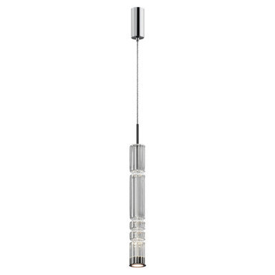 Luminosa Lighting Luminosa Ordo Modern Tall Slim Pendant Ceiling Light Chrome 3000K 920Lm Glass Shade - image 1