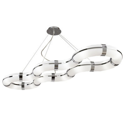 Luminosa Lighting Luminosa Guss Rectangular Pendant E27 12 Light E27 Curved Bar , Polished Chrome/white Acrylic, Cfl Lamps Included - image 1