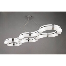 Luminosa Lighting Luminosa Guss Rectangular Pendant E27 12 Light E27 Curved Bar , Polished Chrome/white Acrylic, Cfl Lamps Included - thumbnail 2