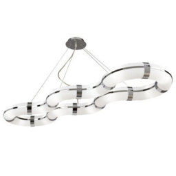 Luminosa Lighting Luminosa Guss Rectangular Pendant E27 12 Light E27 Curved Bar , Polished Chrome/white Acrylic, Cfl Lamps Included - thumbnail 1