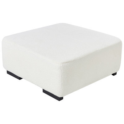 Wyld And Coco 80 X 80 Cm Square Ottoman In White Boucle - Modern Footstool For Living Room - image 1