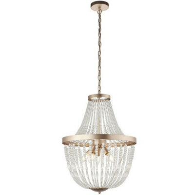 Hanging Ceiling Pendant Light Rose Gold & Glass Beads Modern Round Lamp Shade - image 1