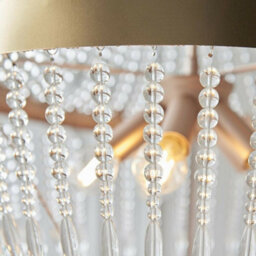 Hanging Ceiling Pendant Light Rose Gold & Glass Beads Modern Round Lamp Shade - thumbnail 5