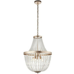 Hanging Ceiling Pendant Light Rose Gold & Glass Beads Modern Round Lamp Shade - thumbnail 1