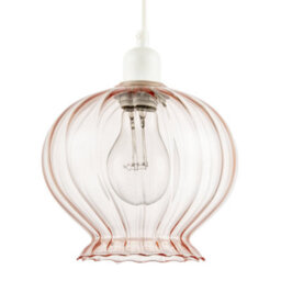 Happy Homewares Elegant Ribbed Blush Pink Glass Pendant Light Shade With Scalloped Rim - thumbnail 1