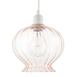Happy Homewares Elegant Ribbed Blush Pink Glass Pendant Light Shade With Scalloped Rim - thumbnail 5