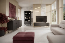 Arte Lante Modern Black Bookcase 880mm H1940mm D380mm With Eight Open Compartments And Two Drawers - thumbnail 6