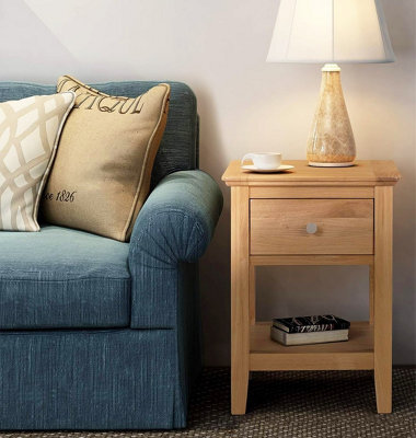 Hallowood Furniture Hereford Oak Lamp Table With Drawer - image 1