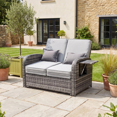 Artemis Home Whitmore Rattan Reclining Outdoor Sofa Bed With Side Shelves - Grey - image 1