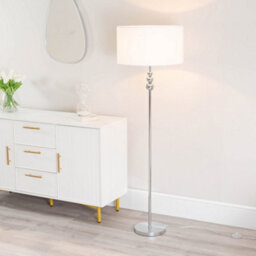 Valuelights Marissa Chrome Stacked Ball Floor Lamp With White Drum Shade - Led Bulb Included