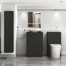 Royal Bathrooms Turin 600mm Freestanding Bathroom Vanity Unit With Sink 2 Drawer Hale Black & Nova Countertop Basin - thumbnail 3