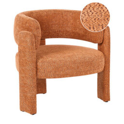 Beliani Armchair Burea Chenille Orange - thumbnail 1