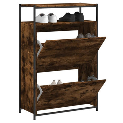 Walplus Shoe Cabinet Smoked Oak 75X34X112 Engineered Wood - image 1