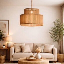 Large Double Layer Boho Wicker Ceiling Lampshade, Natural Rattan Pendant Light Shade 35Cm - thumbnail 2